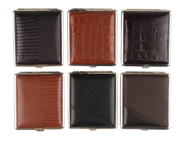 Zigarettenetui 85mm "Echtleder Chromrahmen"